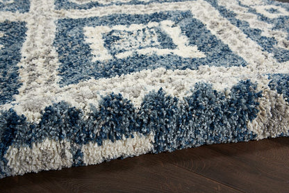 Nourison Oslo Shag Osl02 Denim Blue Shag Area Rug