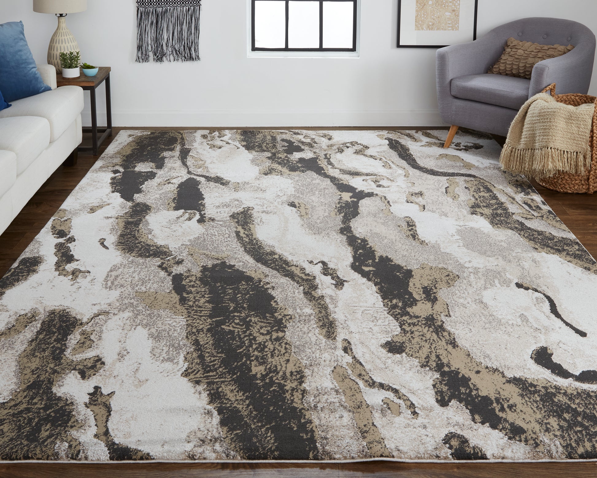 Feizy Vancouver 39Fgf Charcoal/Beige Area Rug