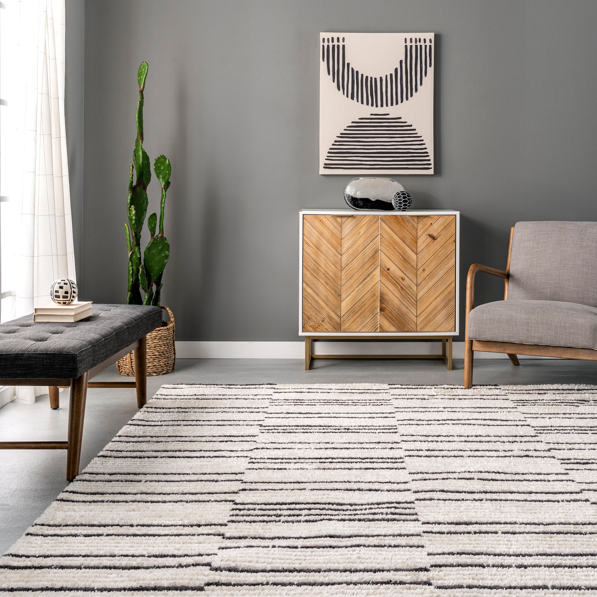 Nuloom Liz Stripes Nli1891A Beige Area Rug