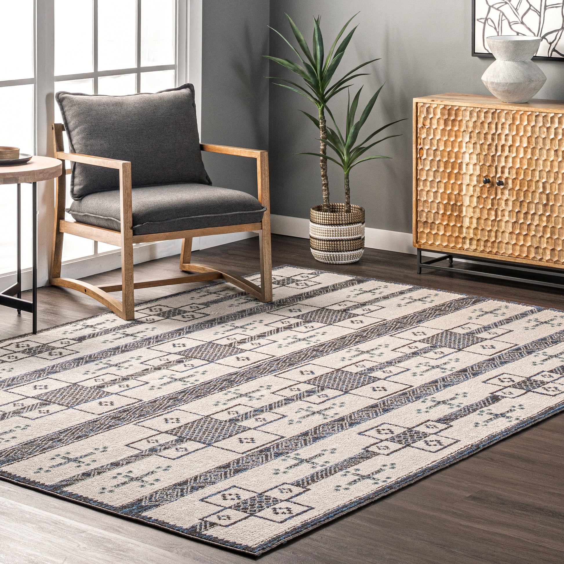 Nuloom Erika Transitional Tribal Ner1607A Gray Area Rug