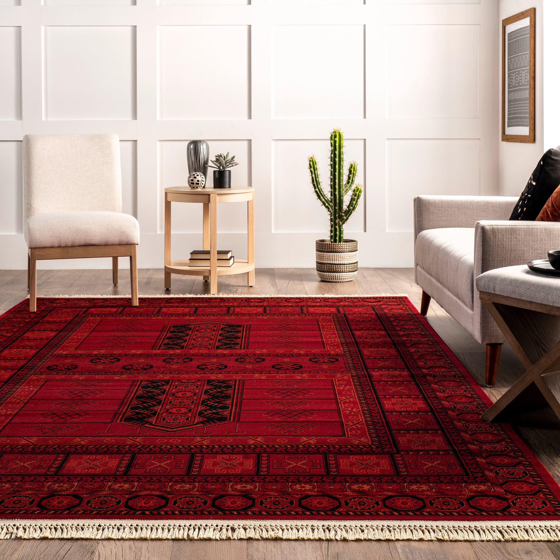 Nuloom Billie Paneled Nbi1830A Red Area Rug