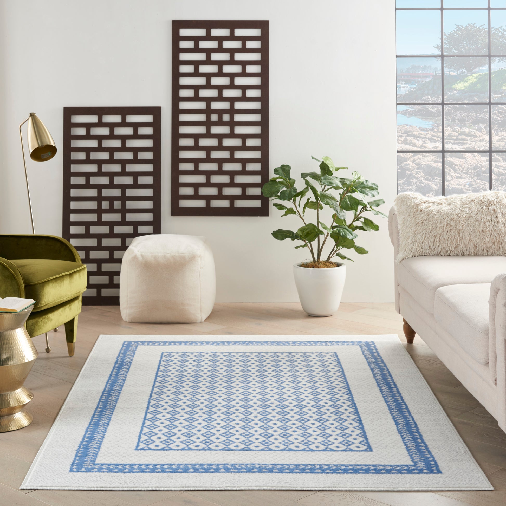 Nourison Whimsicle Whs13 Ivory Blue Area Rug