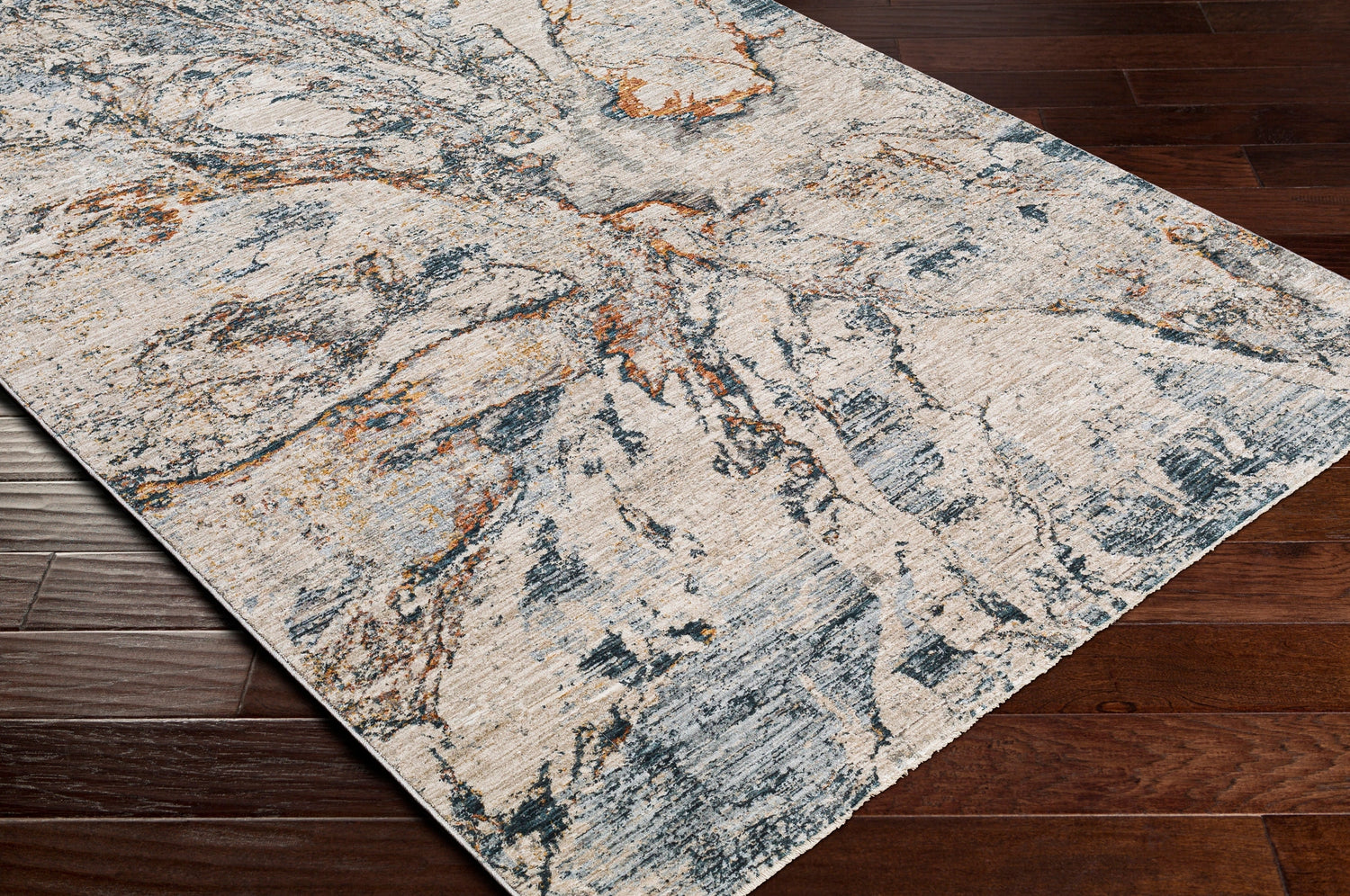 Surya Laila Laa-2316 Teal, Burnt Orange, Saffron, Medium Gray Rugs.