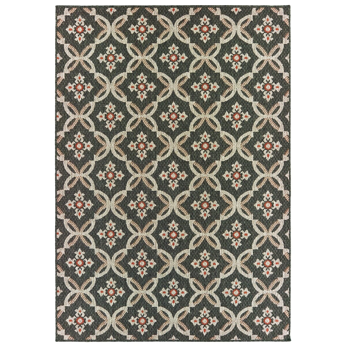 Oriental Weavers Sphinx Latitude 1904K Grey / Orange Damask Area Rug