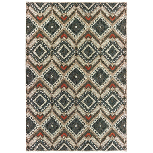 Oriental Weavers Sphinx Latitude 2X Grey / Orange Damask Area Rug