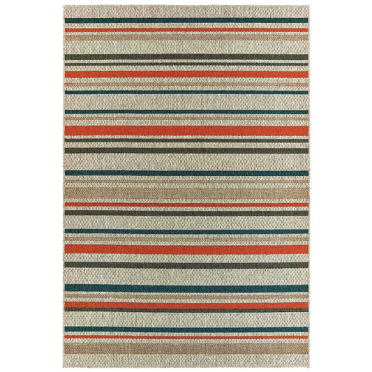 Oriental Weavers Sphinx Latitude 602W Grey / Blue Striped Area Rug