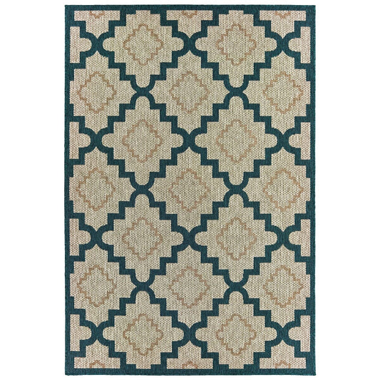 Oriental Weavers Sphinx Latitude 804I Grey / Blue Geometric Area Rug