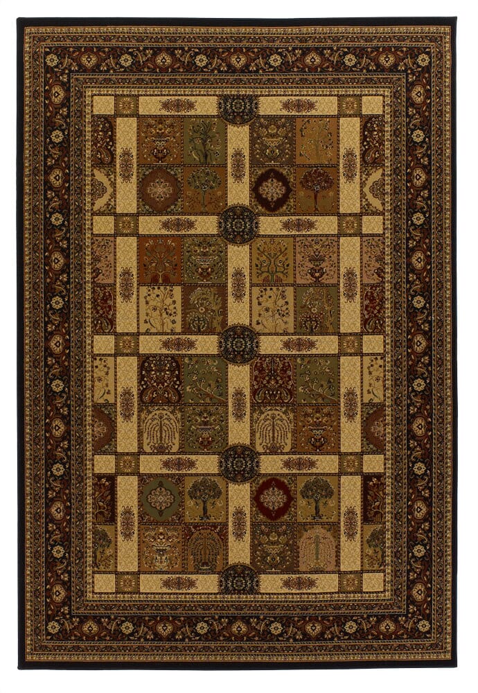 Chandra Laurel Lau22101 Black / Gold / Green / Burgundy / Brown Area Rug