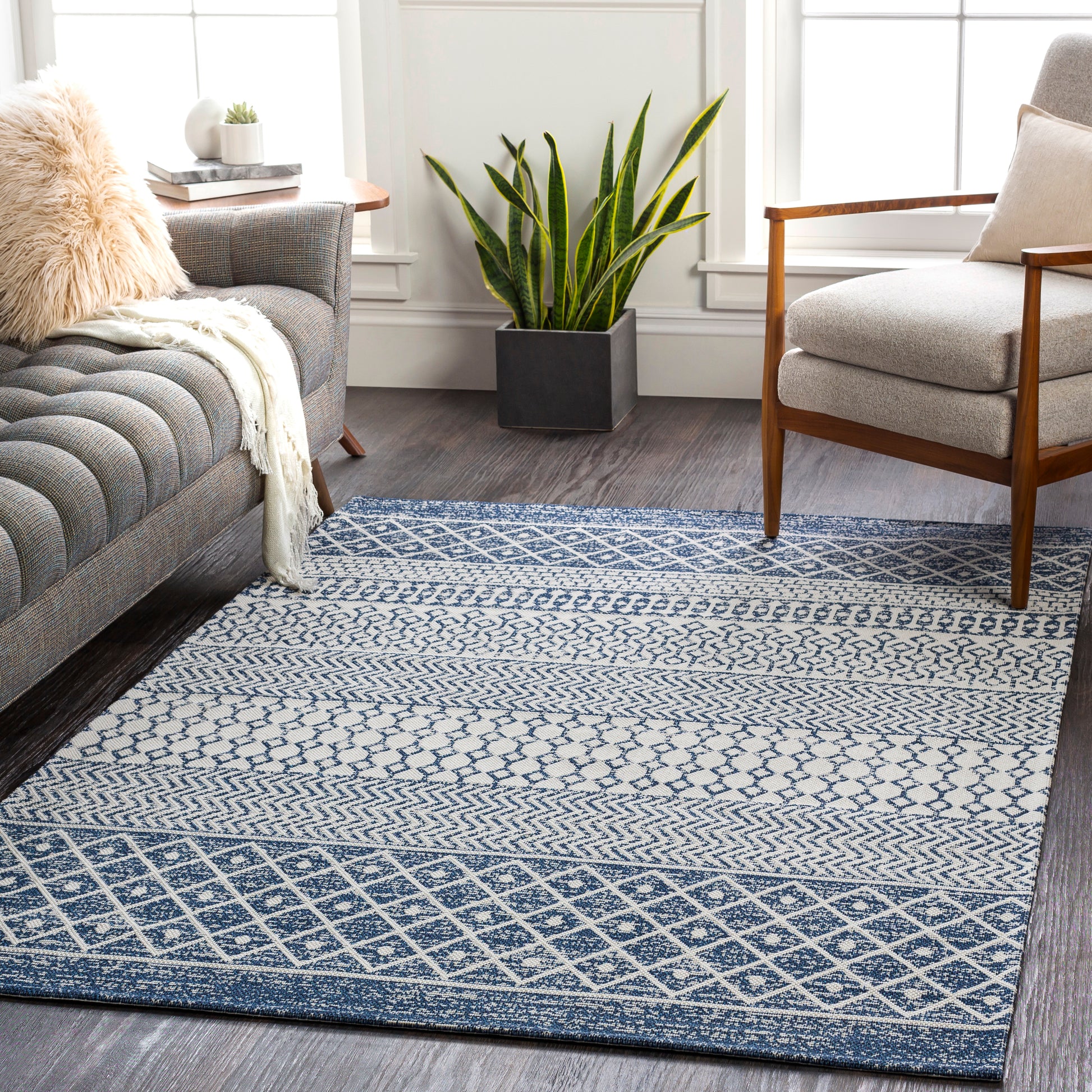 Surya La Casa Lcs-2307 Dark Blue, White, Denim Area Rug