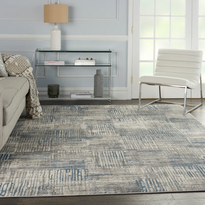 Nourison Solace Sla03 Ivory/Grey/Blue Area Rug