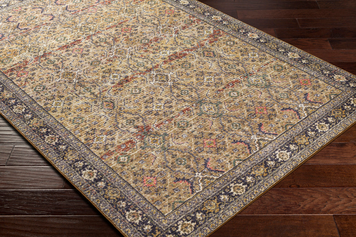 Surya Leicester Lec-2305 Dark Blue, Burnt Orange, Dark Green, Coral Rugs.