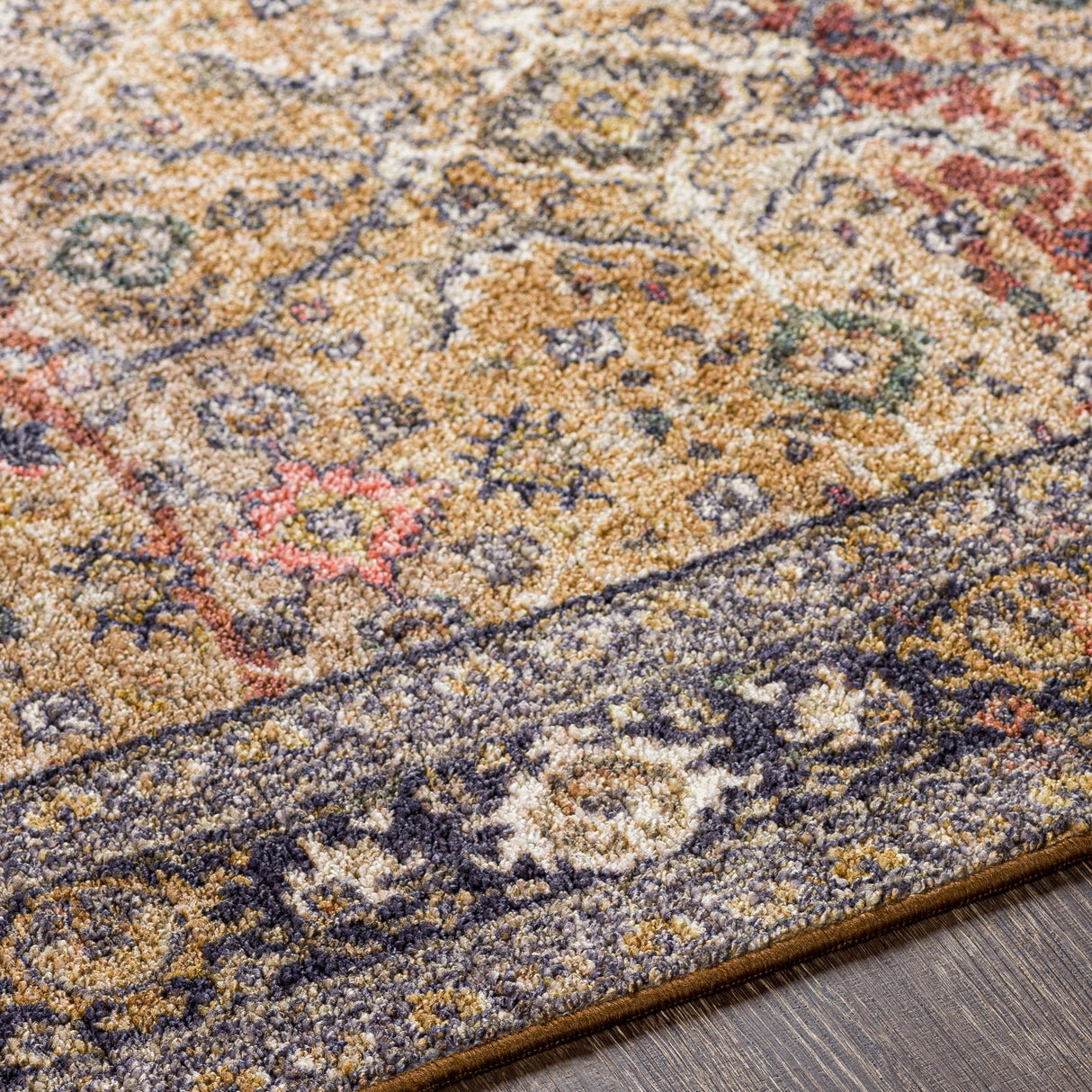 Surya Leicester Lec-2305 Dark Blue, Burnt Orange, Dark Green, Coral Rugs.