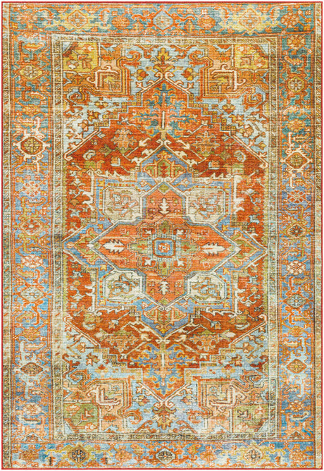 Surya Leicester Lec-2306 Burnt Orange, Coral, Dark Green, Dark Blue Rugs.