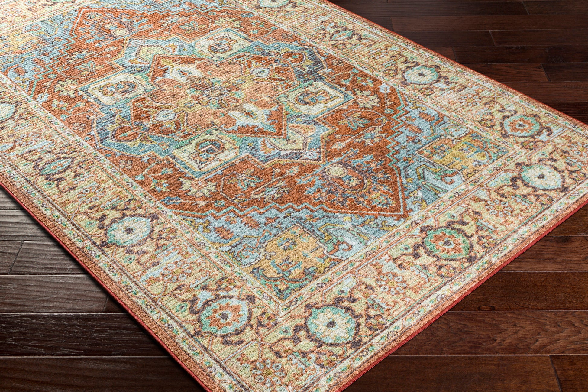 Surya Leicester Lec-2307 Burnt Orange, Dark Blue, Grass Green, Sage Area Rug