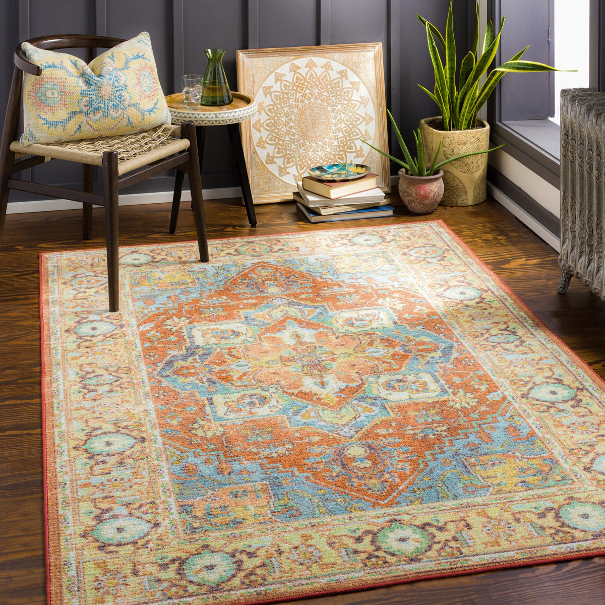 Surya Leicester Lec-2307 Burnt Orange, Dark Blue, Grass Green, Sage Rugs.