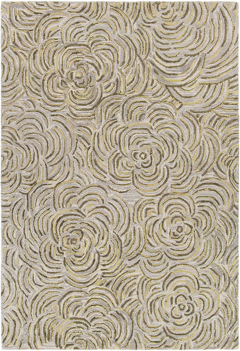 Chandra Leia Lei42202 Green / Grey Floral / Country Area Rug