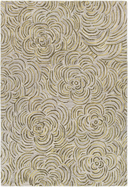 Chandra Leia Lei42202 Green / Grey Floral / Country Area Rug