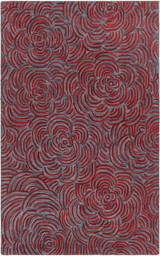 Chandra Leia Lei42203 Red / Grey Floral / Country Area Rug