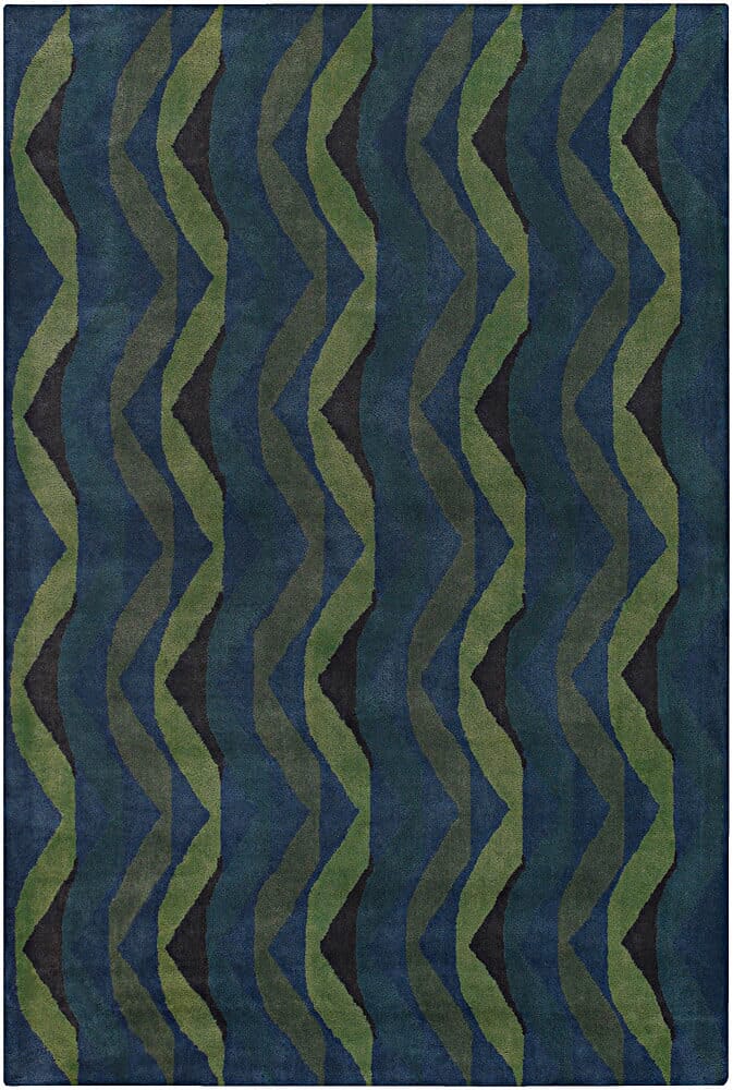 Chandra Lepley Lep2902 Blue / Green / Black Geometric Area Rug