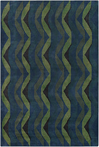 Chandra Lepley Lep2902 Blue / Green / Black Geometric Area Rug