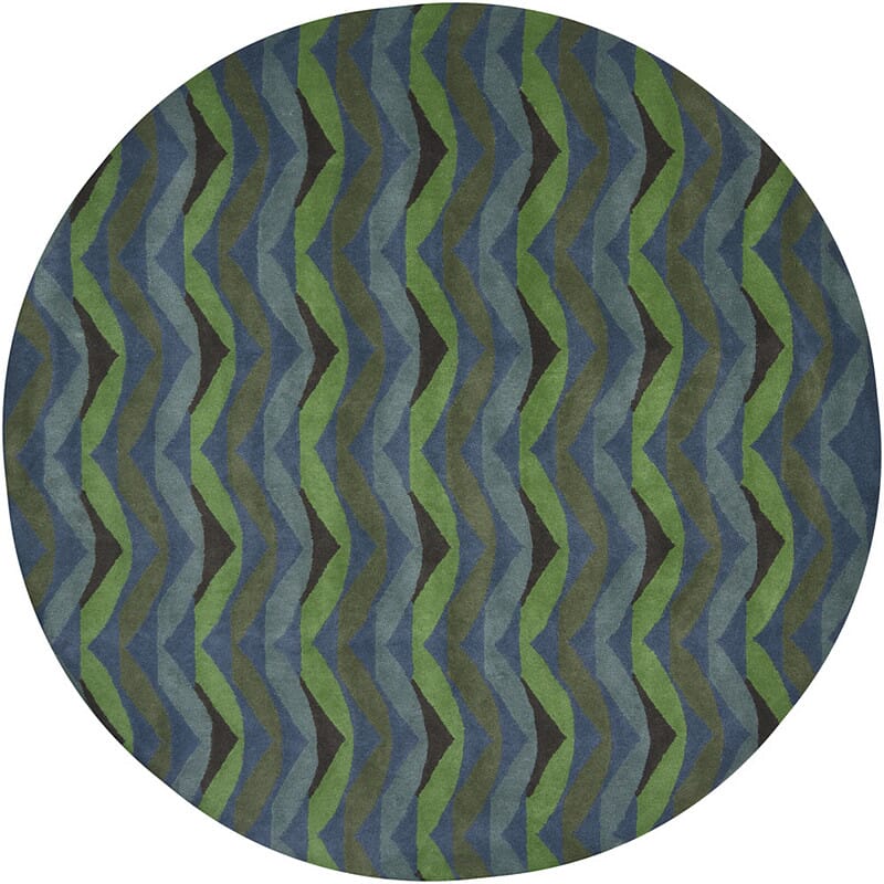 Chandra Lepley Lep2902 Blue / Green / Black Geometric Area Rug