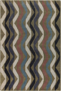 Chandra Lepley Lep2903 Blue / Green / Black / Purple / Ivory Geometric Area Rug