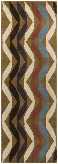 Chandra Lepley Lep2903 Blue / Green / Black / Purple / Ivory Geometric Area Rug