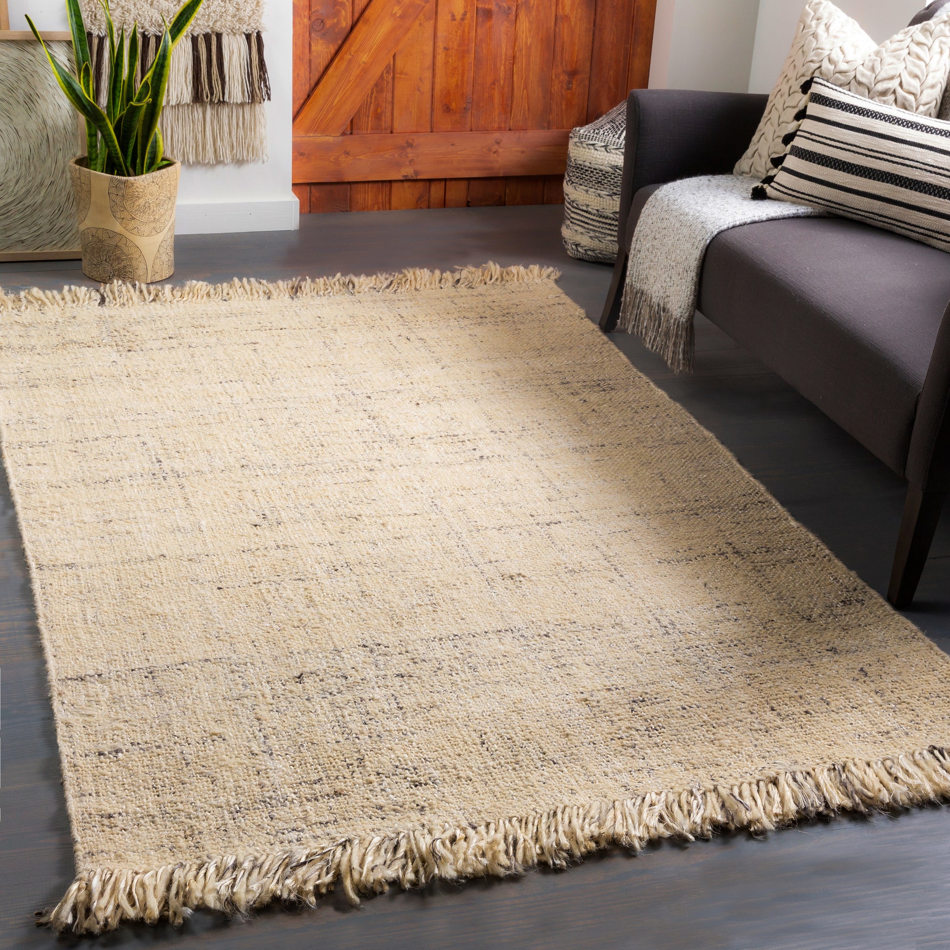 Surya Linden Lid-1000 Medium Gray, Charcoal, Beige, Cream Area Rug