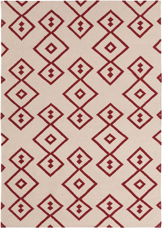 Chandra Lima Lim-25711 Red / Cream Geometric Area Rug