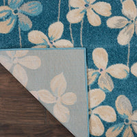 Nourison Tranquil Tra04 Turquoise Floral / Country Area Rug