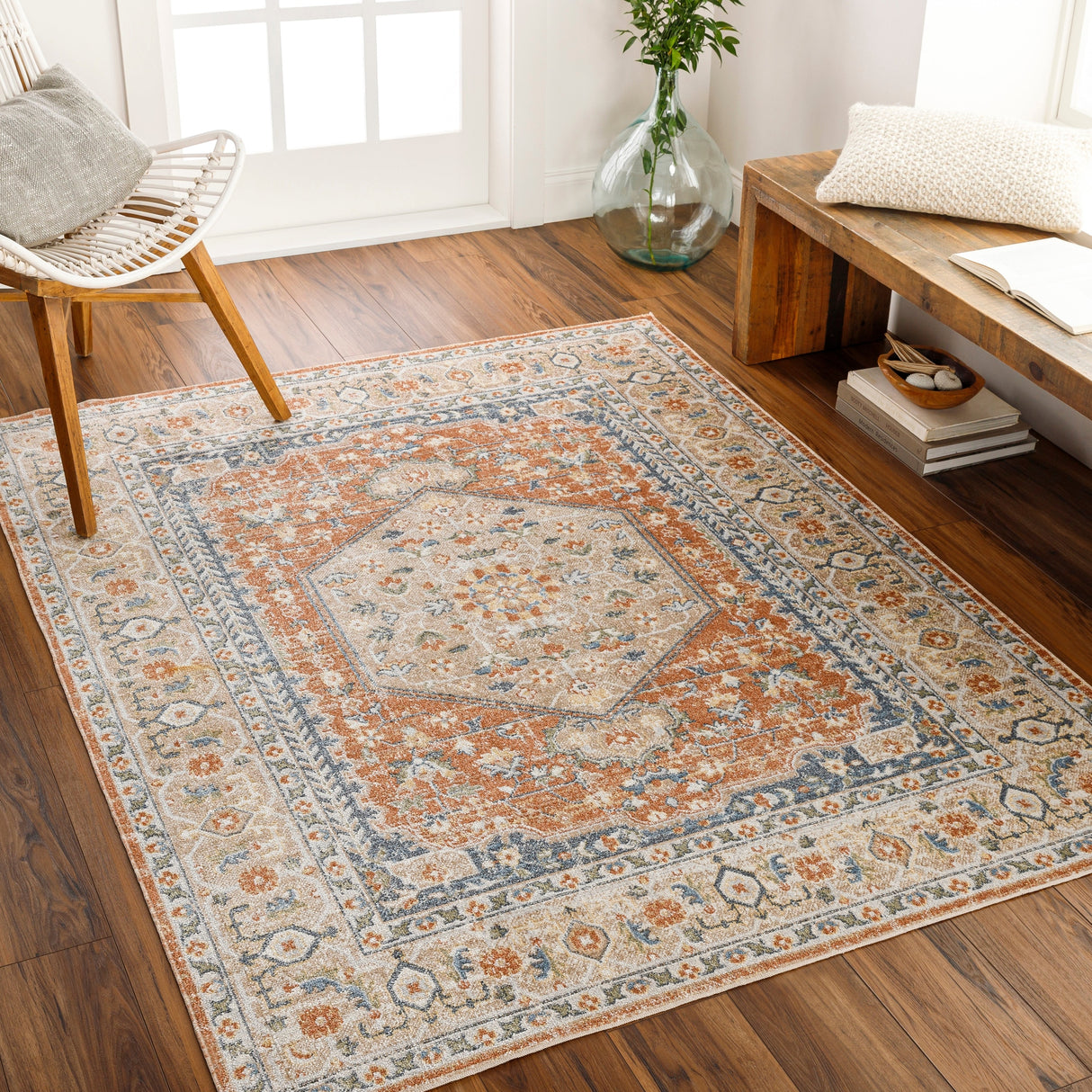 Surya Machine Washable Lillian Lll-2306 Orange Rug.