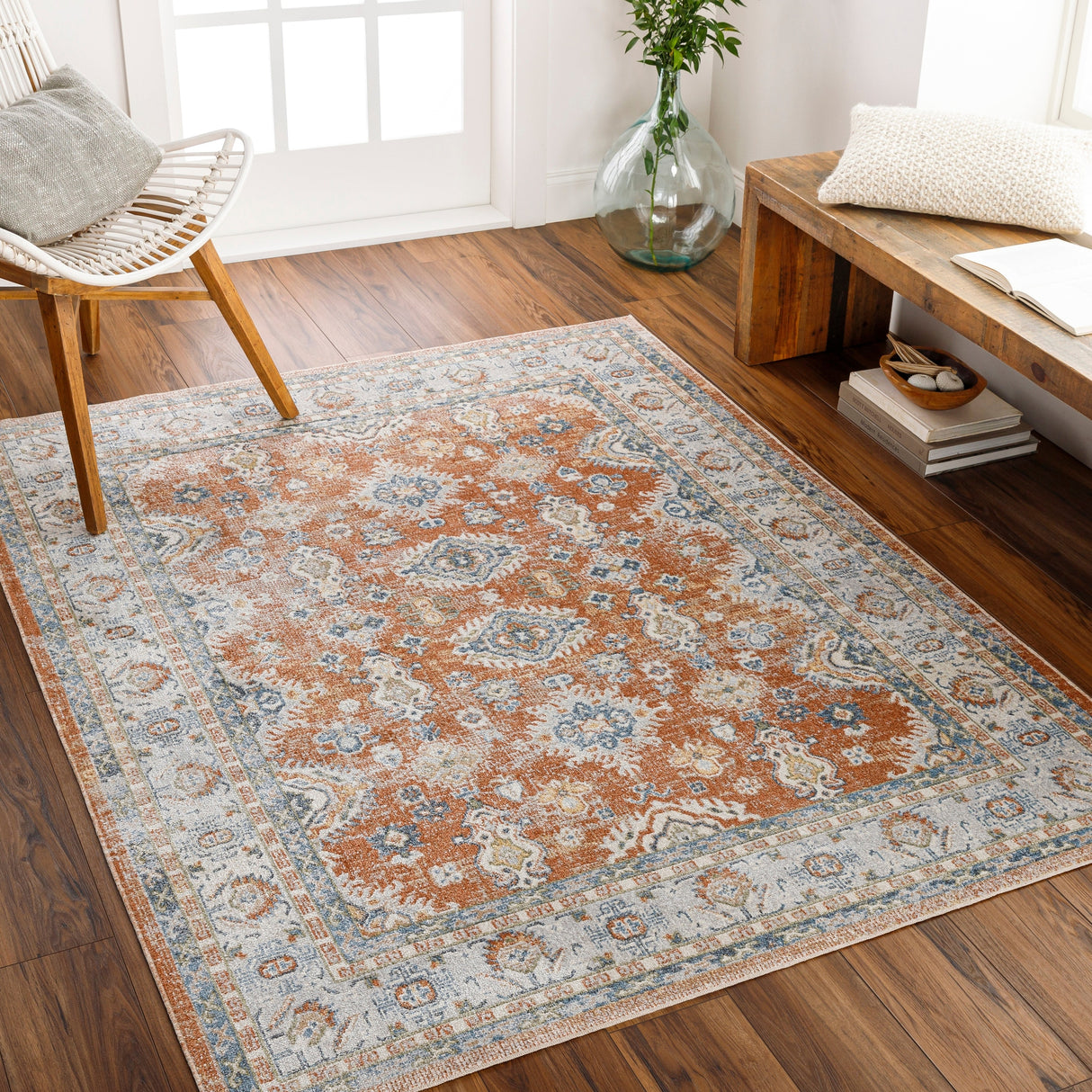 Surya Machine Washable Lillian Lll-2324 Orange Rug.