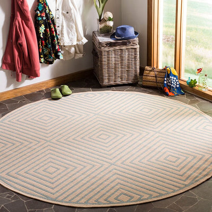 Safavieh Linden Lnd123L Cream / Aqua Geometric Area Rug