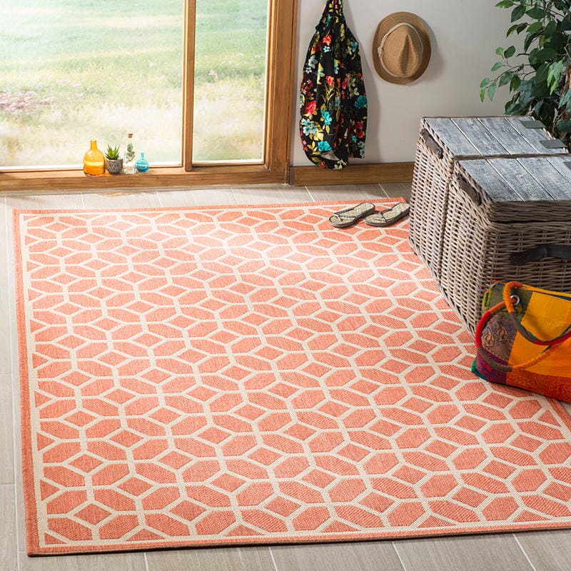 Safavieh Linden Lnd127P Rust / Creme Geometric Area Rug