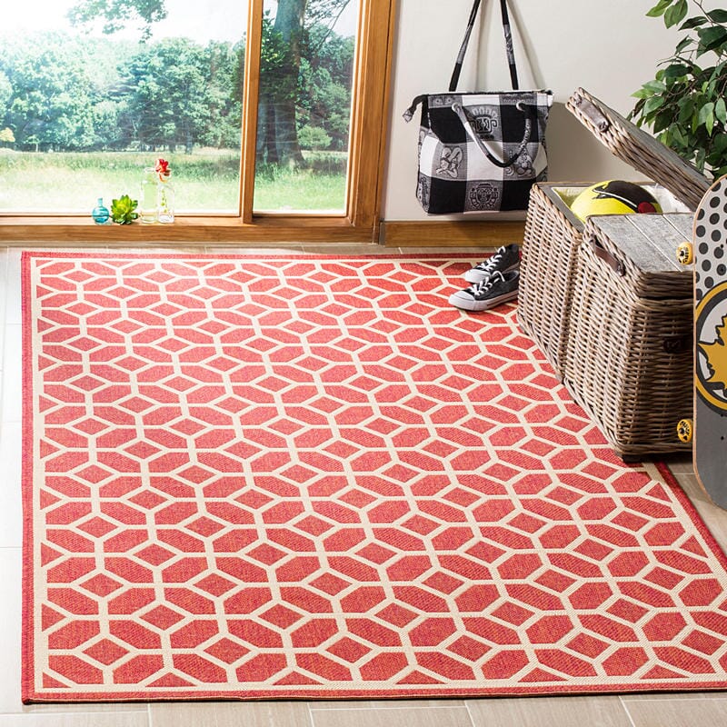 Safavieh Linden Lnd127Q Red / Creme Geometric Area Rug