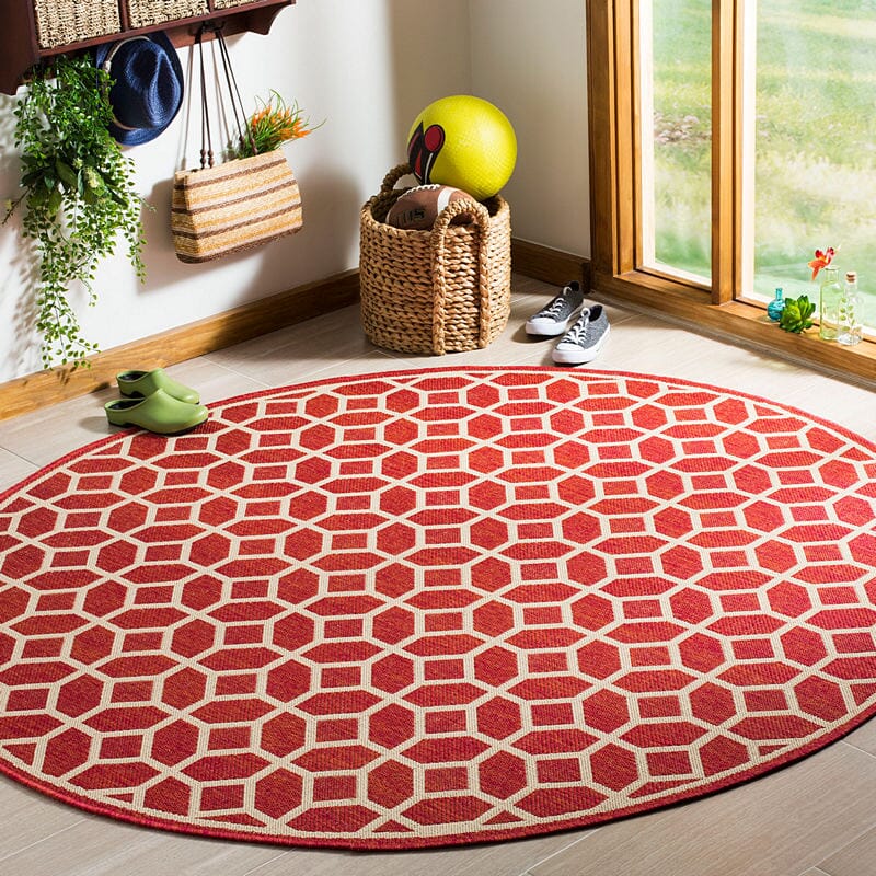 Safavieh Linden Lnd127Q Red / Creme Geometric Area Rug