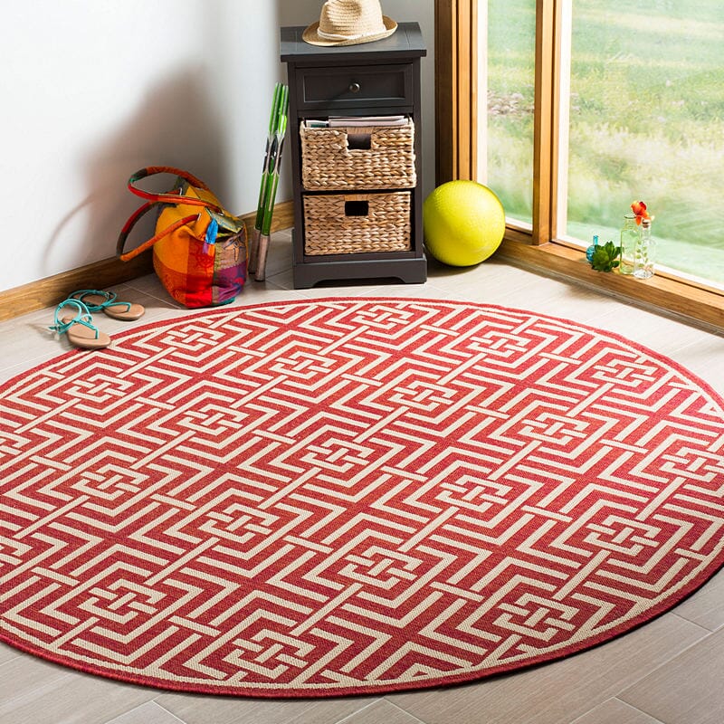 Safavieh Linden Lnd128Q Red / Creme Geometric Area Rug