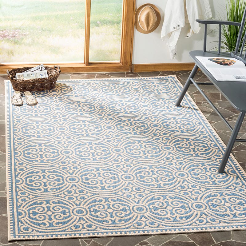 Safavieh Linden Lnd134N Cream / Blue Damask Area Rug