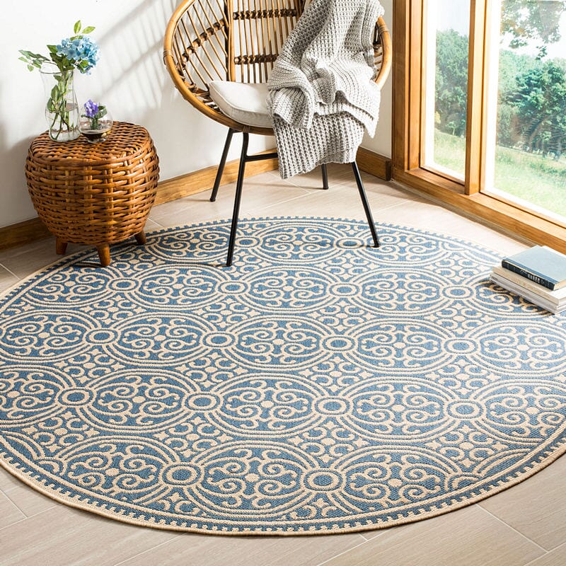 Safavieh Linden Lnd134N Cream / Blue Damask Area Rug