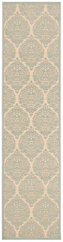 Safavieh Linden Lnd135L Cream / Aqua Damask Area Rug