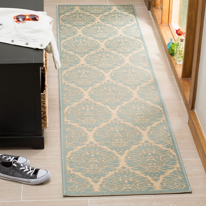 Safavieh Linden Lnd135L Cream / Aqua Damask Area Rug