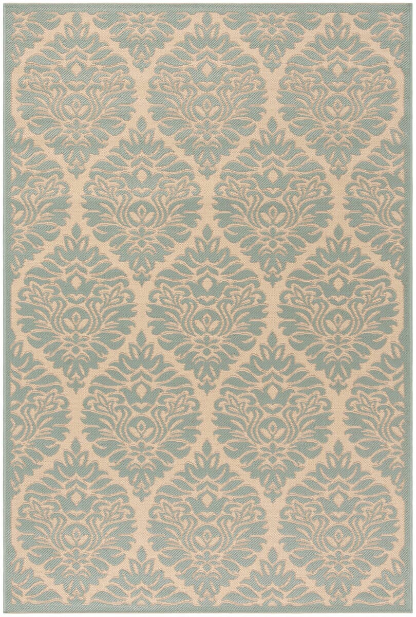 Safavieh Linden Lnd135L Cream / Aqua Damask Area Rug