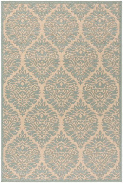 Safavieh Linden Lnd135L Cream / Aqua Damask Area Rug