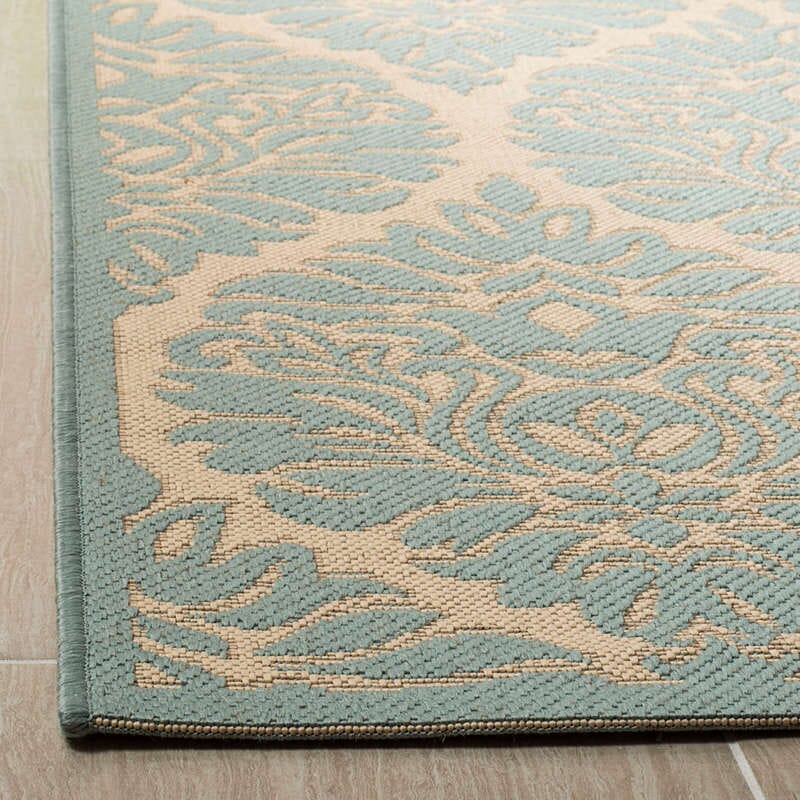 Safavieh Linden Lnd135L Cream / Aqua Damask Area Rug