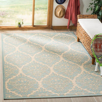 Safavieh Linden Lnd135L Cream / Aqua Damask Area Rug