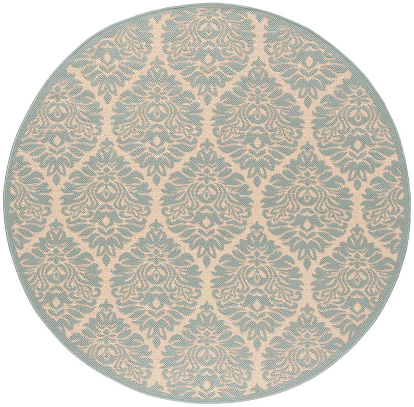 Safavieh Linden Lnd135L Cream / Aqua Damask Area Rug