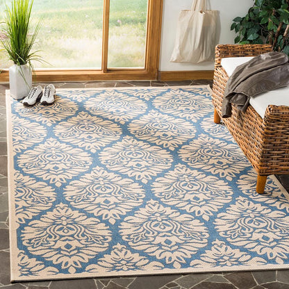 Safavieh Linden Lnd135M Blue / Creme Damask Area Rug