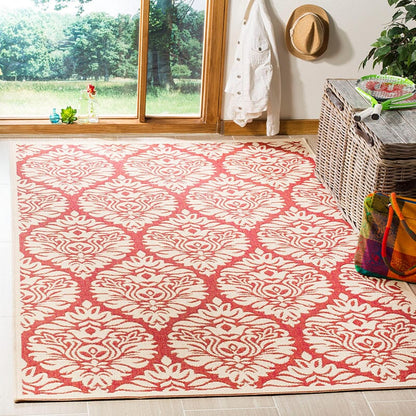 Safavieh Linden Lnd135Q Red / Creme Damask Area Rug