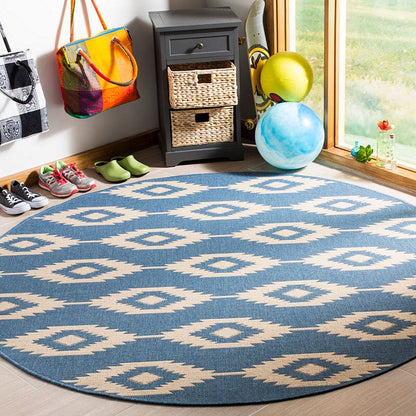 Safavieh Linden Lnd171N Cream / Blue Damask Area Rug