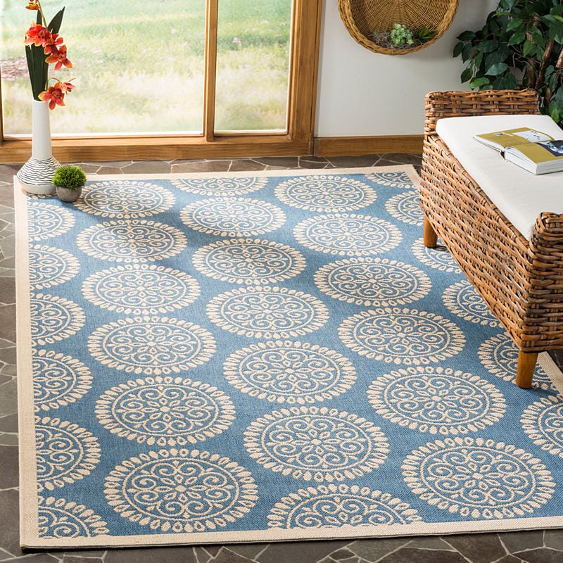 Safavieh Linden Lnd176M Blue / Creme Damask Area Rug